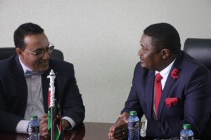 Hon Mzembi in discussion with the Minister of Tourism of Kenya, Hon Najib Balala - Nairobi - 24 August 2016