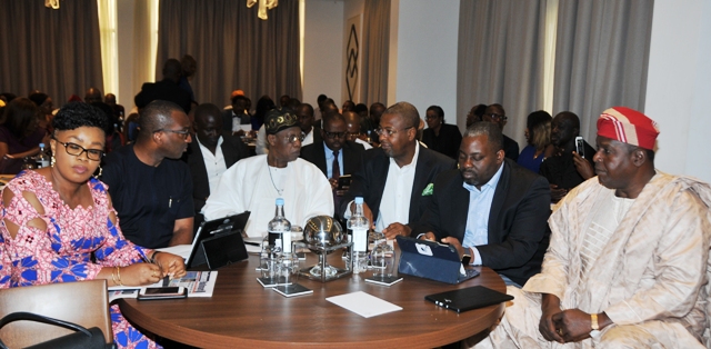 L-R: Representative of the Bank of Industry, Uche Nwuka; Managing Director, Film One Production, Kene Mkparu; Minister of Information & Culture, Alhaji Lai Mohammed; Director General, Nigeria Tourism Development Corporation, Folorunso Coker; Chairman, Social Media Weekly, Lagos, Obi Asika and Director General, National Council for Arts & Culture, Otunba Olusegun Runsewe, at the Creative Industry RoundTable in Lagos